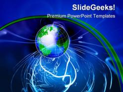 Wireless technology globe powerpoint background and template 1210