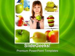 Woman and apples health powerpoint templates and powerpoint backgrounds 0811