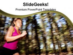 Woman running health powerpoint templates and powerpoint backgrounds 0411