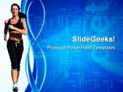 Woman running health powerpoint templates and powerpoint backgrounds 0811