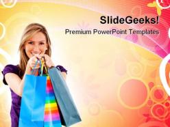 Woman with shopping bags lifestyle powerpoint templates and powerpoint backgrounds 0311