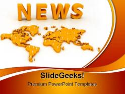 World map with news shapes powerpoint templates and powerpoint backgrounds 0411