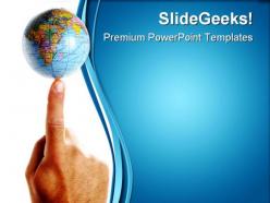 World on a finger tip globe powerpoint templates and powerpoint backgrounds 0311