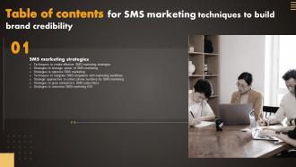 Q1031 Table Of Contents For SMS Marketing Techniques To Build Brand Credibilitys MKT SS V