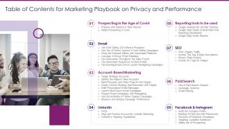 Q201 Table Of Contents For Marketing Playbook On Privacy And Performance