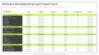 Q372 Playbook For Software Developer Software Development Project Report Card