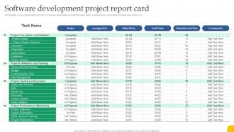 Q415 Software Development Project Report Card Design For Software A Playbook
