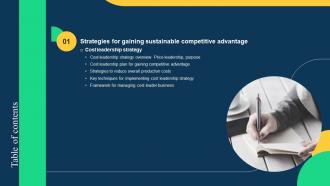 Q591 Table Of Contents Effective Strategies To Achieve Sustainable Competitive Advantage