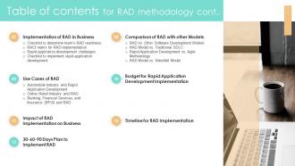 Q605 Table Of Contents For RAD Methodology Ppt Slides Infographic Template