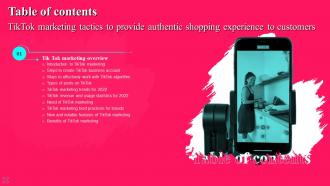 Q931 Table Of Contents Tiktok Marketing Tactics To Provide Authentic Shopping Experience To Customers MKT SS V