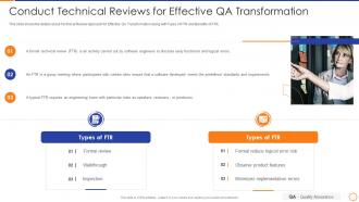 Qa enabled business transformation conduct technical