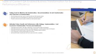 Qa enabled business transformation for enhancing performance efficiency powerpoint presentation slides