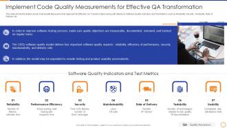Qa enabled business transformation implement code quality