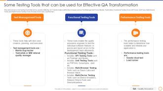 Qa enabled business transformation some testing tools that can be used