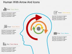 Qa human with arrow and icons flat powerpoint design