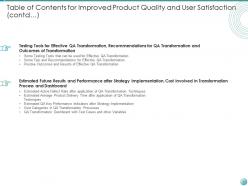 Qa transformation for improved product quality and user satisfaction powerpoint presentation slides