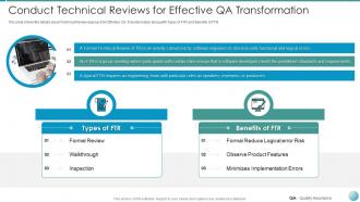 Qa transformation improved product quality user satisfaction conduct technical reviews