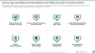 Qa transformation improved product quality user satisfaction some tips transformation