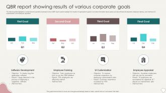 QBR Report Showing Results Of Various Corporate Goals