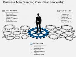 Qc business man standing over gear leadership flat powerpoint design