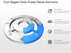 Qe four staged circle puzzle pieces and icons powerpoint template