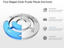 Qe four staged circle puzzle pieces and icons powerpoint template