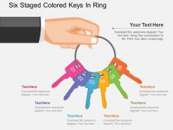 Qm six staged colored keys in ring flat powerpoint design