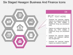 Qn six staged hexagon business and finance icons flat powerpoint design