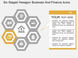 Qn six staged hexagon business and finance icons flat powerpoint design