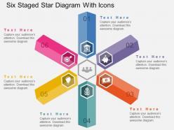 Qp six staged star diagram with icons flat powerpoint design