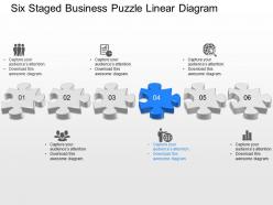 Qq six staged business puzzle linear diagram powerpoint template