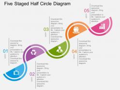 Qr five staged half circle diagram flat powerpoint design