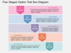 Qs five staged option text box diagram flat powerpoint design