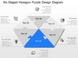 Qs six staged hexagon puzzle design diagram powerpoint template