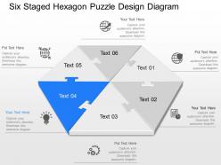 Qs six staged hexagon puzzle design diagram powerpoint template