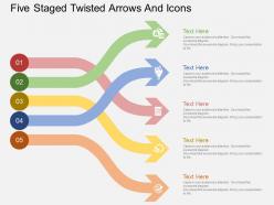 Qu five staged twisted arrows and icons flat powerpoint design