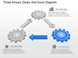 Qu three arrows gears and icons diagram powerpoint template