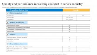Quality And Performance Measuring Checklist In Service Industry