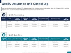 Quality assurance and control log value powerpoint presentation icons