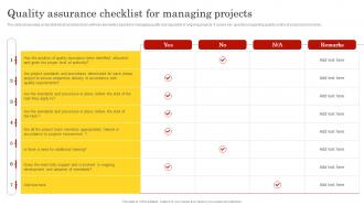 Quality Assurance Checklist For Managing Projects