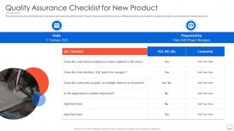 Quality Assurance Checklist For New Product Guide For Web Developers