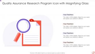 Quality Assurance Research Program Icon With Magnifying Glass