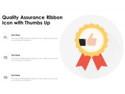 Quality assurance ribbon icon with thumbs up