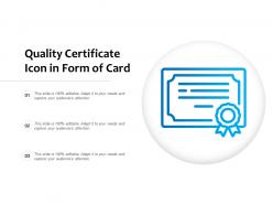 Quality certificate icon in form of card