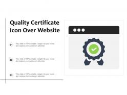 Quality certificate icon over website