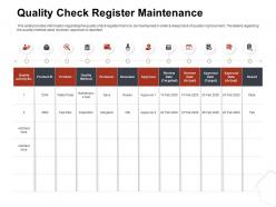 Quality check register maintenance approver ppt file example introduction