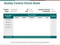 Quality Control Check Sheet Ppt Pictures Format