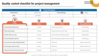 Quality Control Checklist For Project Management