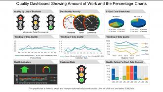 Quality dashboard snapshot showing customer product data with data quality