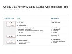 Quality Gate Review Meeting Agenda With Estimated Time